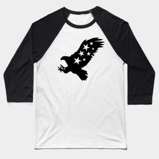 Eagle With Stars Black And White Baseball T-Shirt